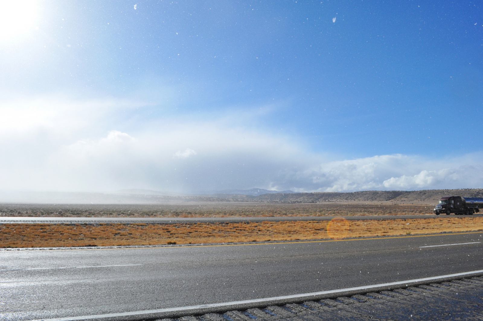 Neige et soleil sur la route 66
