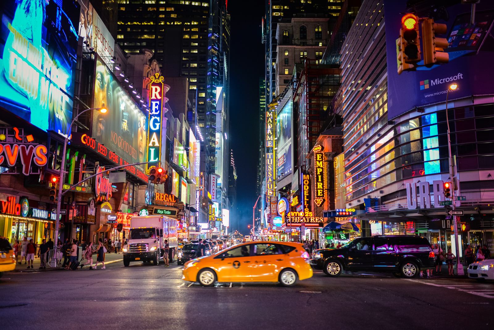 New York et Yellow Cab la nuit