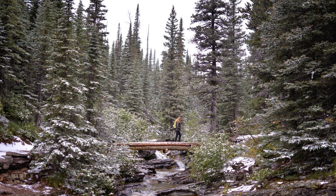 Traversée d'un pont de bois