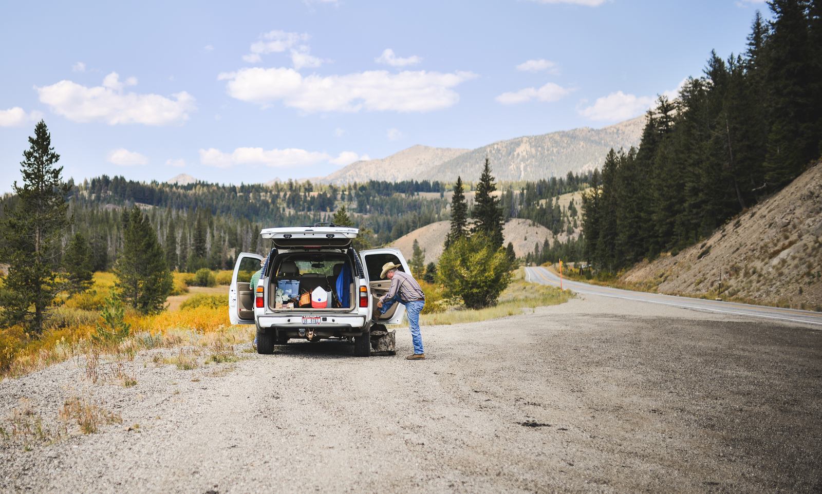 Pecheur revenant de la Big Wood River