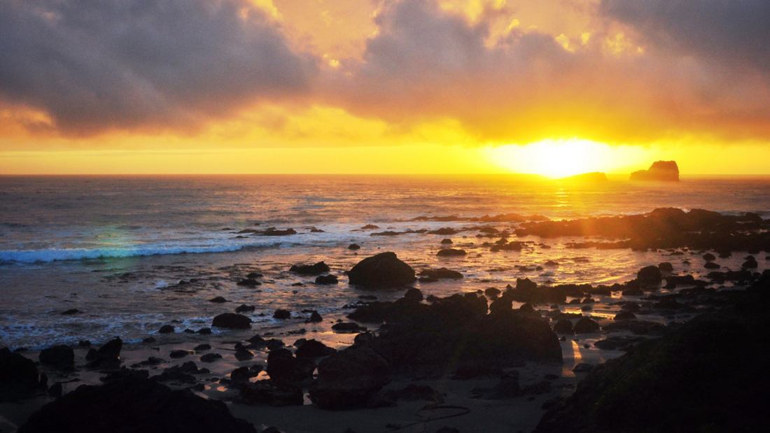 Coucher de soleil sur la Highway 1