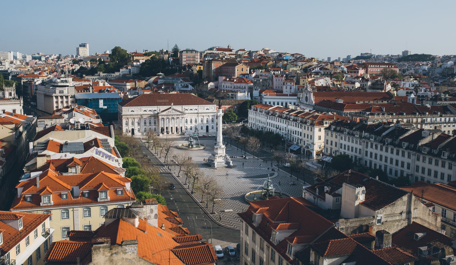 Praça Dom Pedro IV depuis Elevador de Santa Justa 