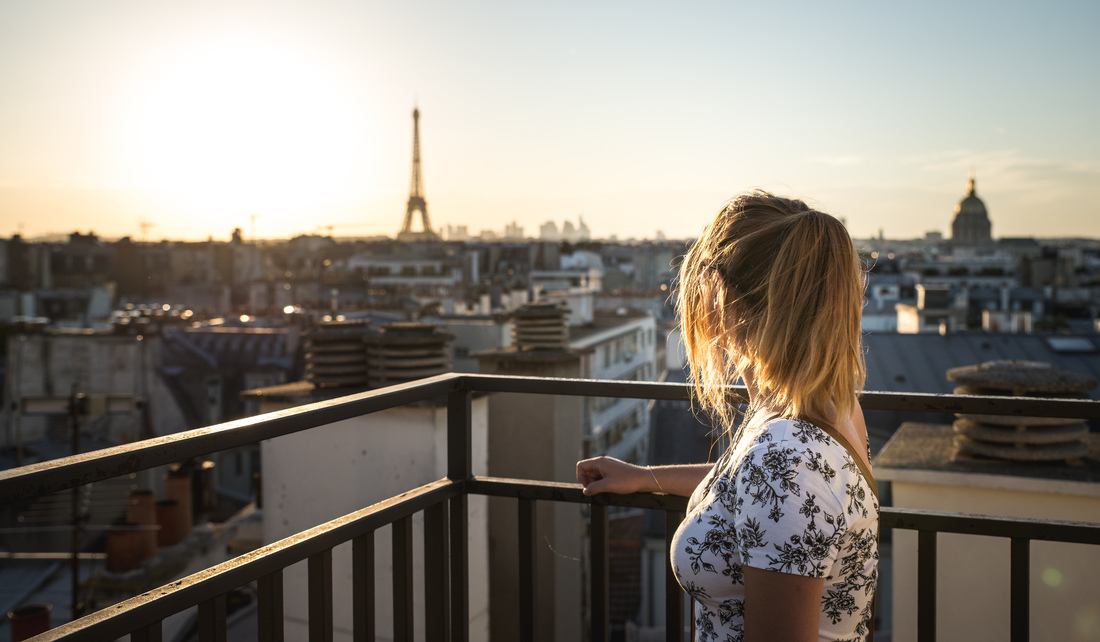 Vue sur la Tour Eiffel depuis les toits