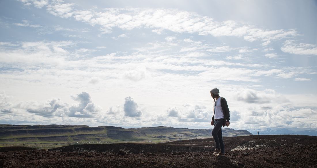 Seb sur le cratère de Grabrok 