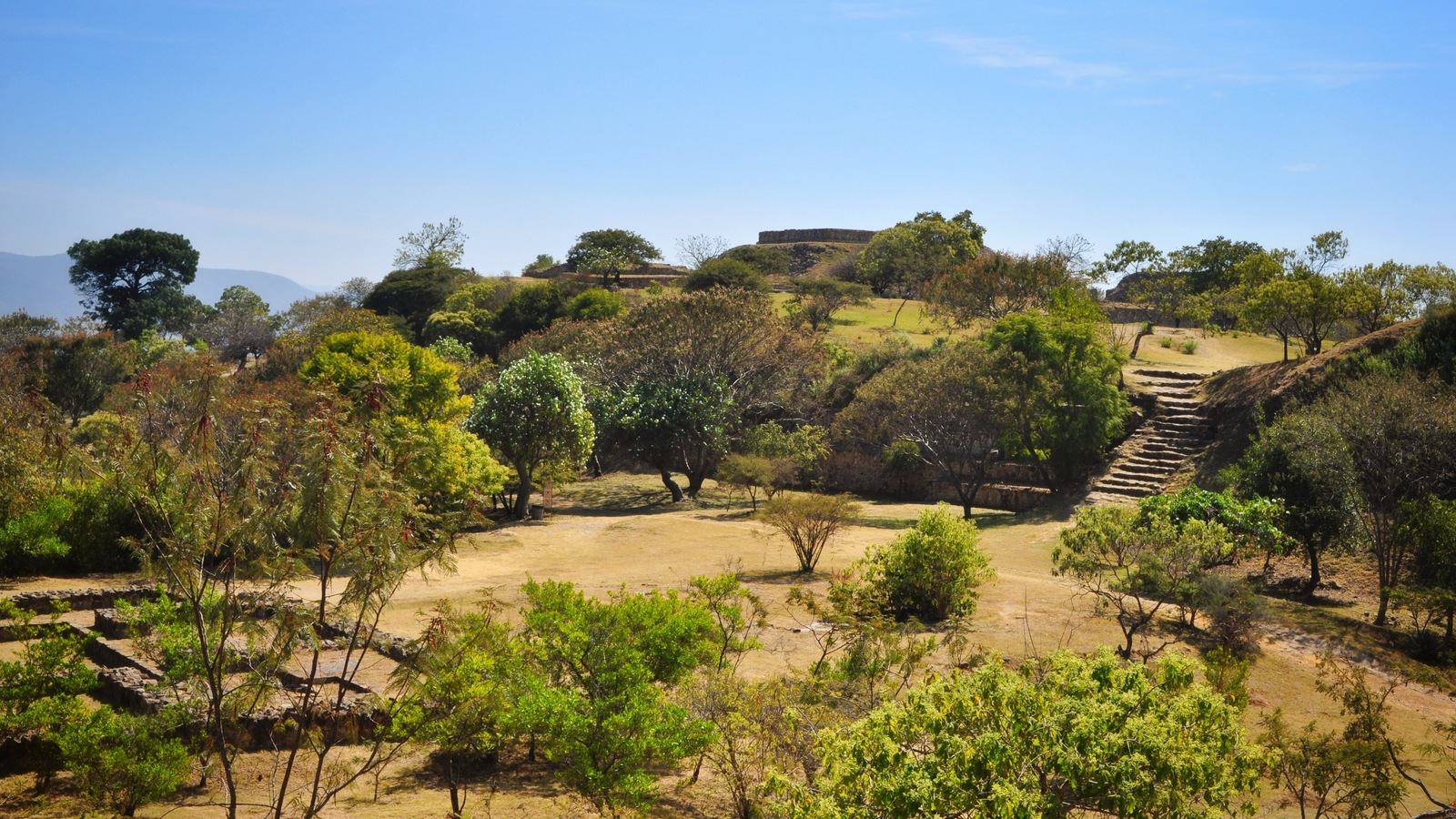 Vue nord de Monte Alban, Oaxaca Vue nord de Monte Alban, Oaxaca