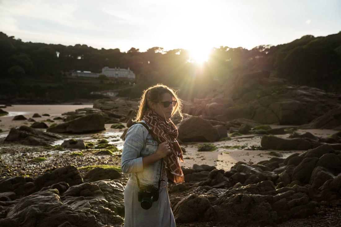 Portelet Beach au coucher du soleil