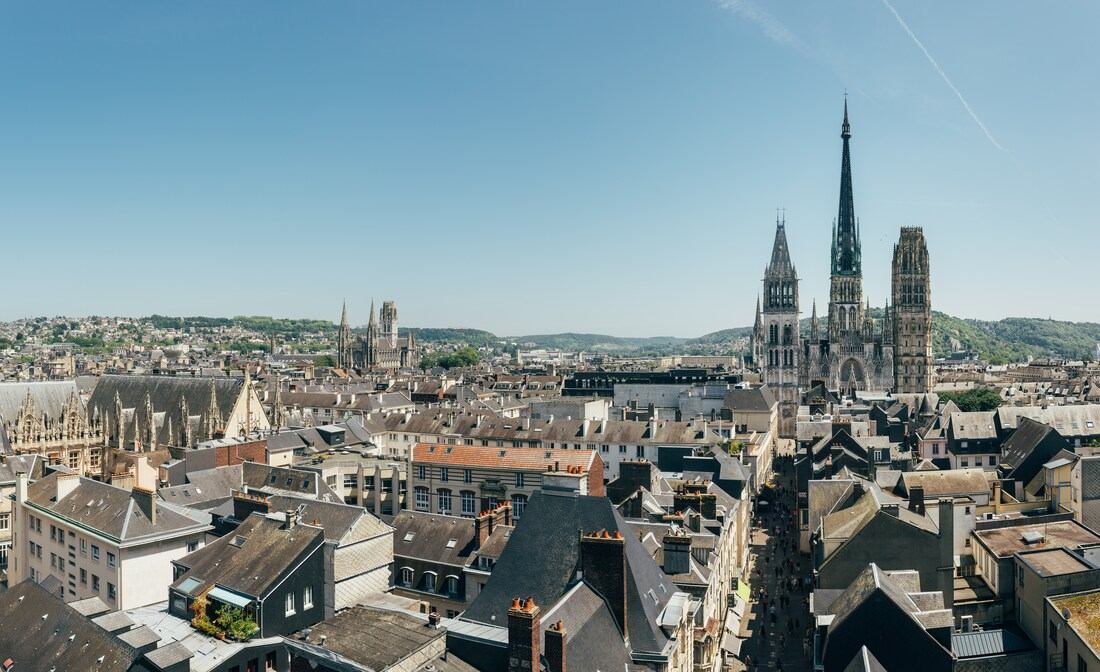 Rouen rive droite vue depuis le beffroi du gros horloge