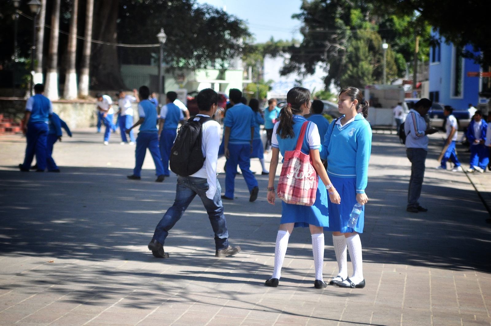 Collégiens dans les rues de Puebla
