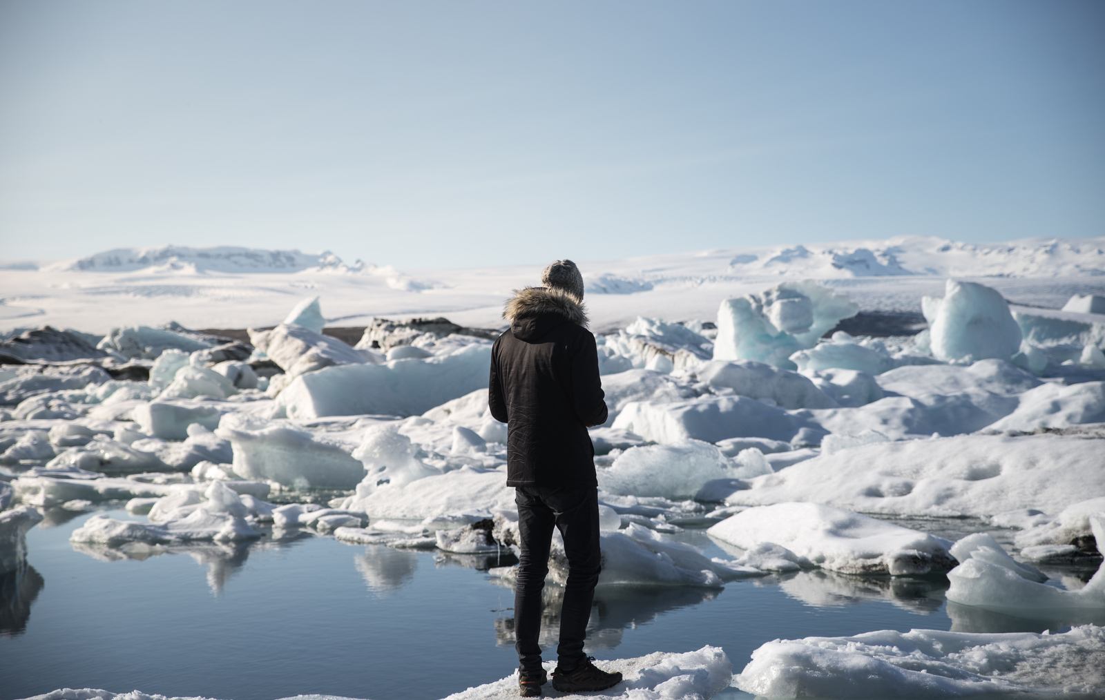 Seb devant le lac de Jökulsárlón
