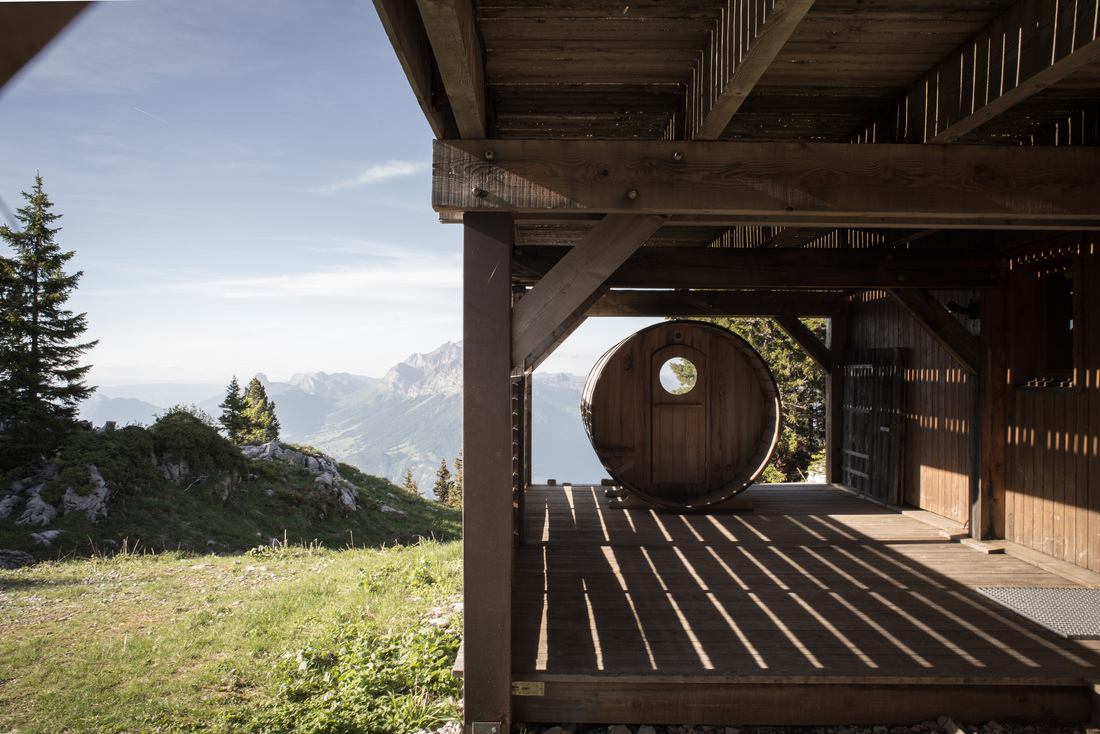 Sauna dans un tonneau