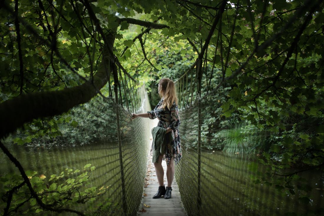 Pont suspendu, parc botanique haute Bretagne